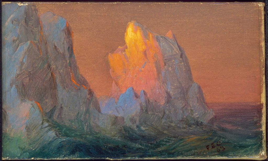 The most popular artist in mid-19th-century America, Frederic Edwin Church (1826–1900) took landscape painting to new heights of grandeur. He was best known for his visually stunning paintings of American scenes including those of icebergs accomplished during an 1859 trip to Labrador and Newfoundland. Several of his studies of icebergs, completed in oil, watercolor, as well as pencil, are presented in this exhibit as well as historical and contemporary takes on the subject.