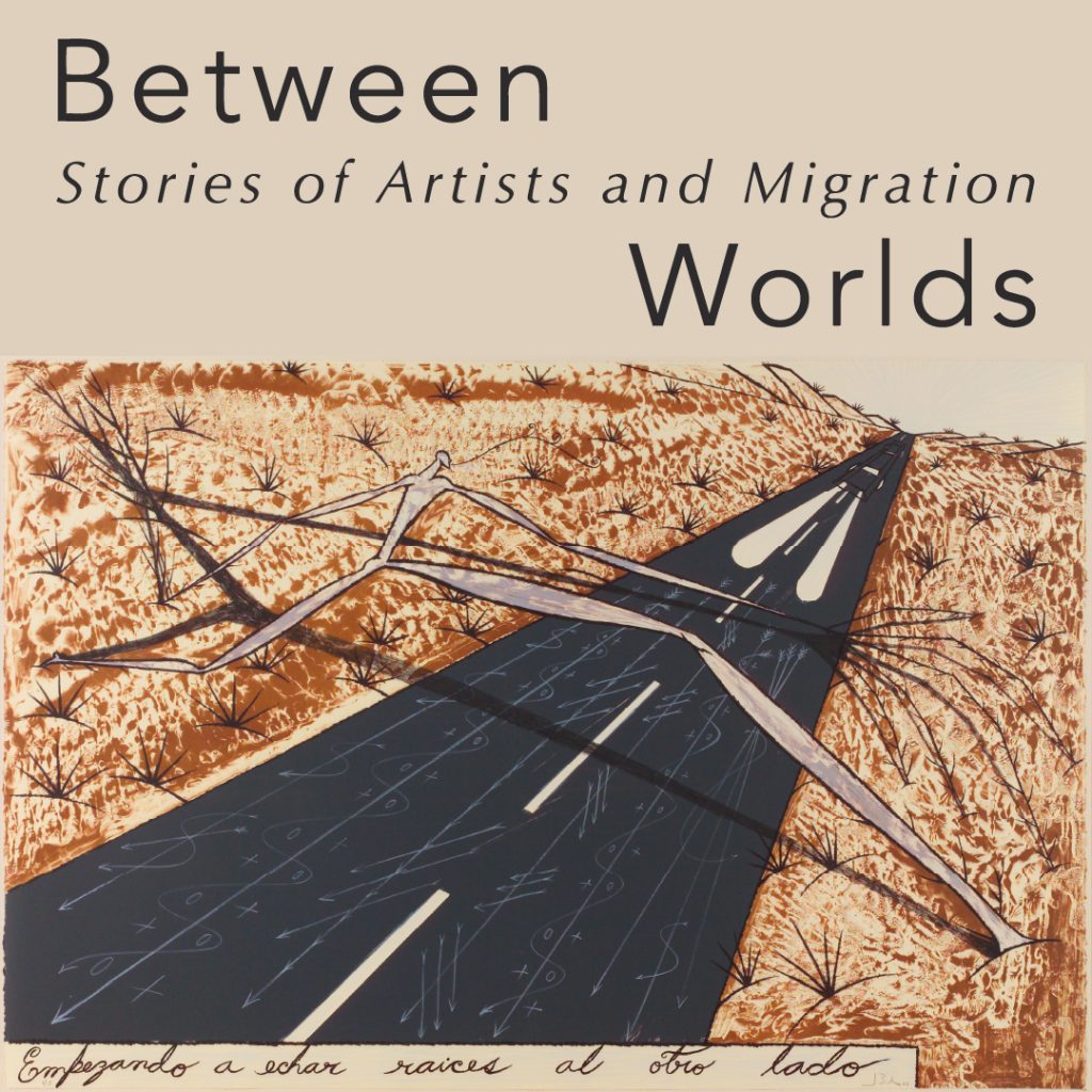 Graphic for exhibition; image credit José Bedia, American (born in Cuba, 1959). Empezando a echar raíces al otro lado (Beginning to Grow Roots on the Other Side). 2002. Lithograph. 76.2 × 112.4 cm. Lee M. Friedman Fund. 2003.625