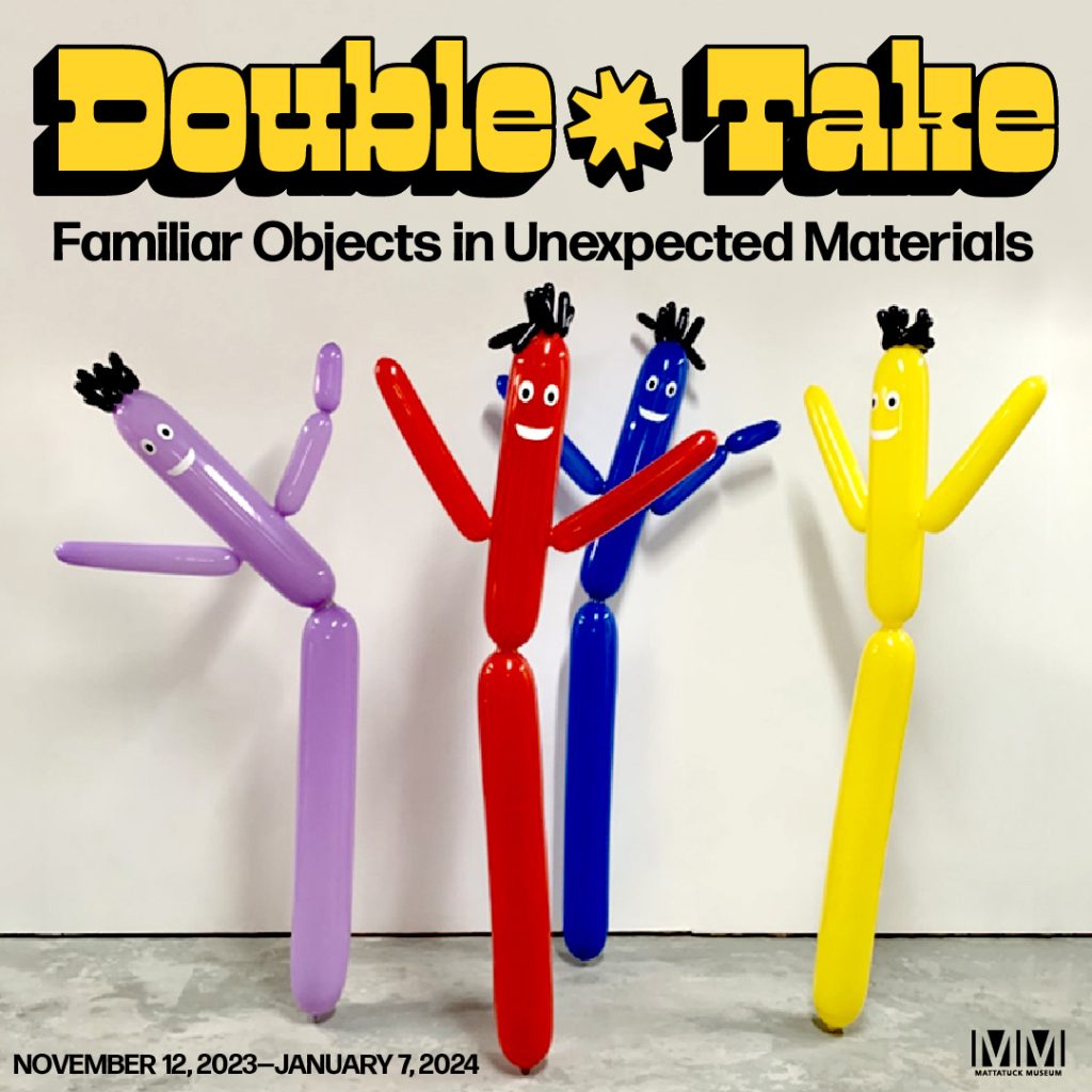 mattatuck museum exhibition graphic for double-take (balloon people)