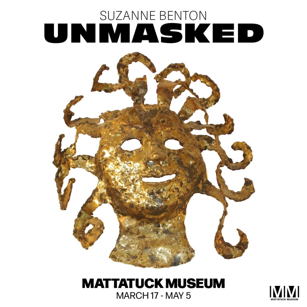 mattatuck museum exhibition graphic for Suzanne Benton: Unmasked
