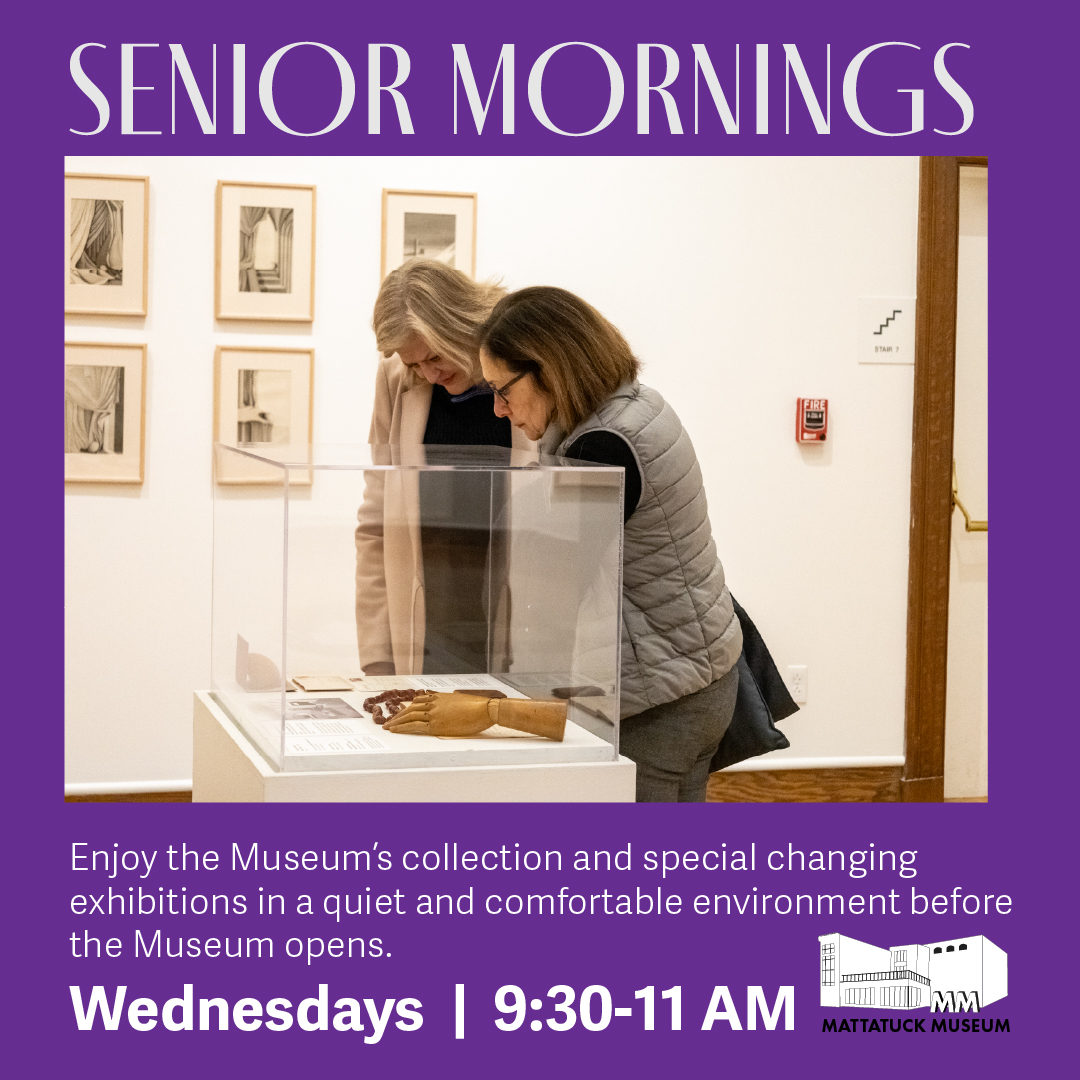 senior mornings. enjoy the museums collection and special changing exhibitions in a quiet and comfortable enviroment before the museum opens. Wednesdays 9:30-11am
