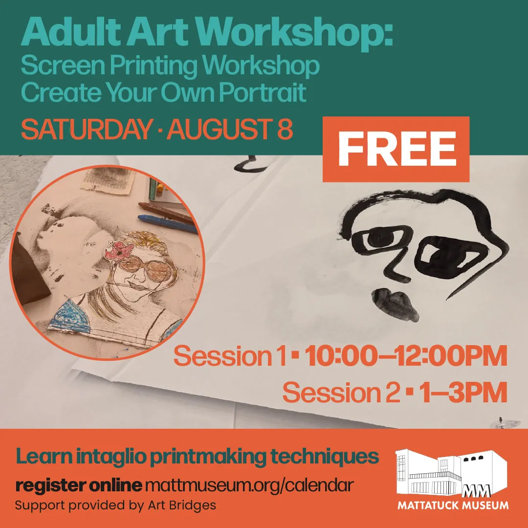Join us for an adult art workshop and learn intaglio printmaking techniques on August 8th at 10am or 1 pm