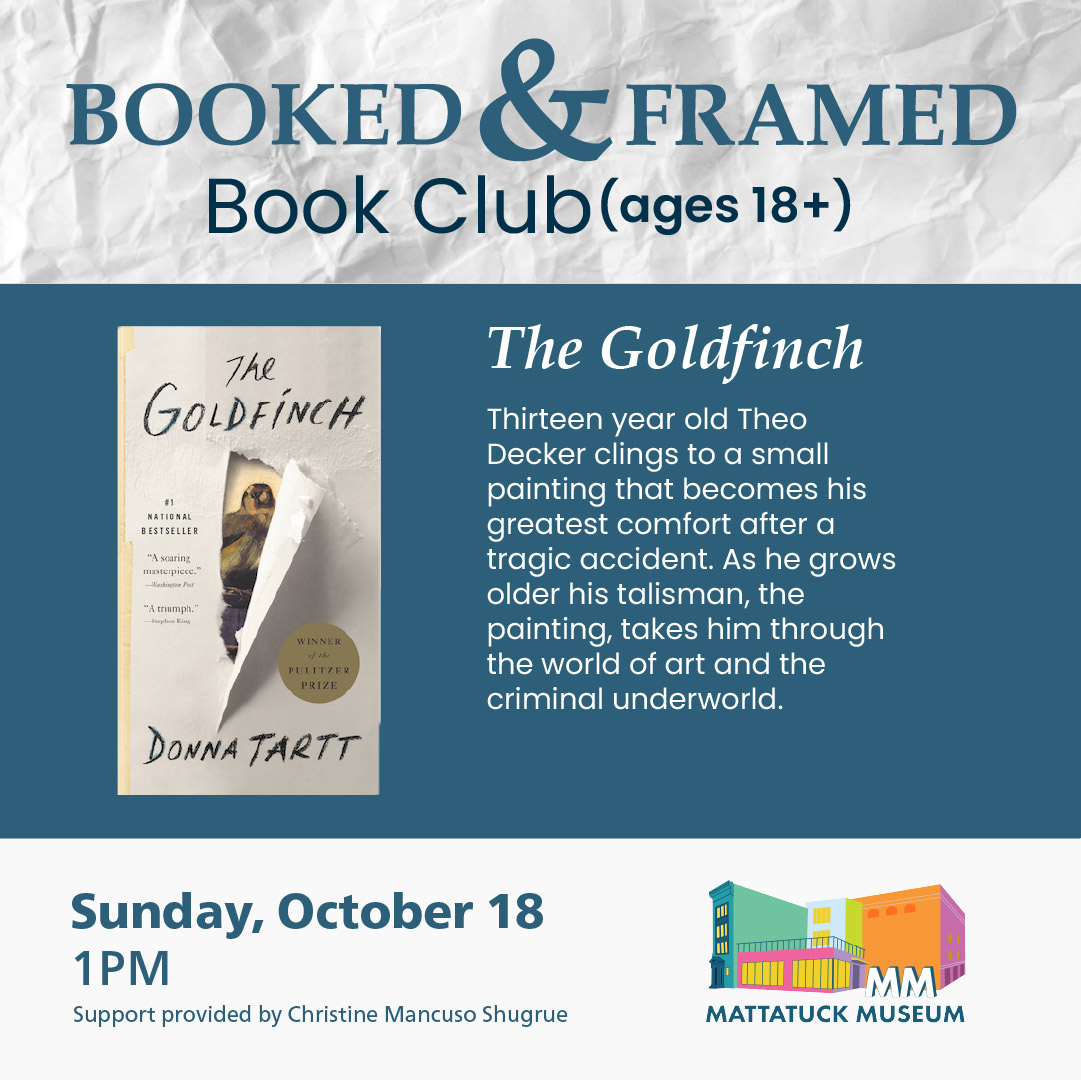 Booked and Framed book club The Goldfinch book by Donna Tartt