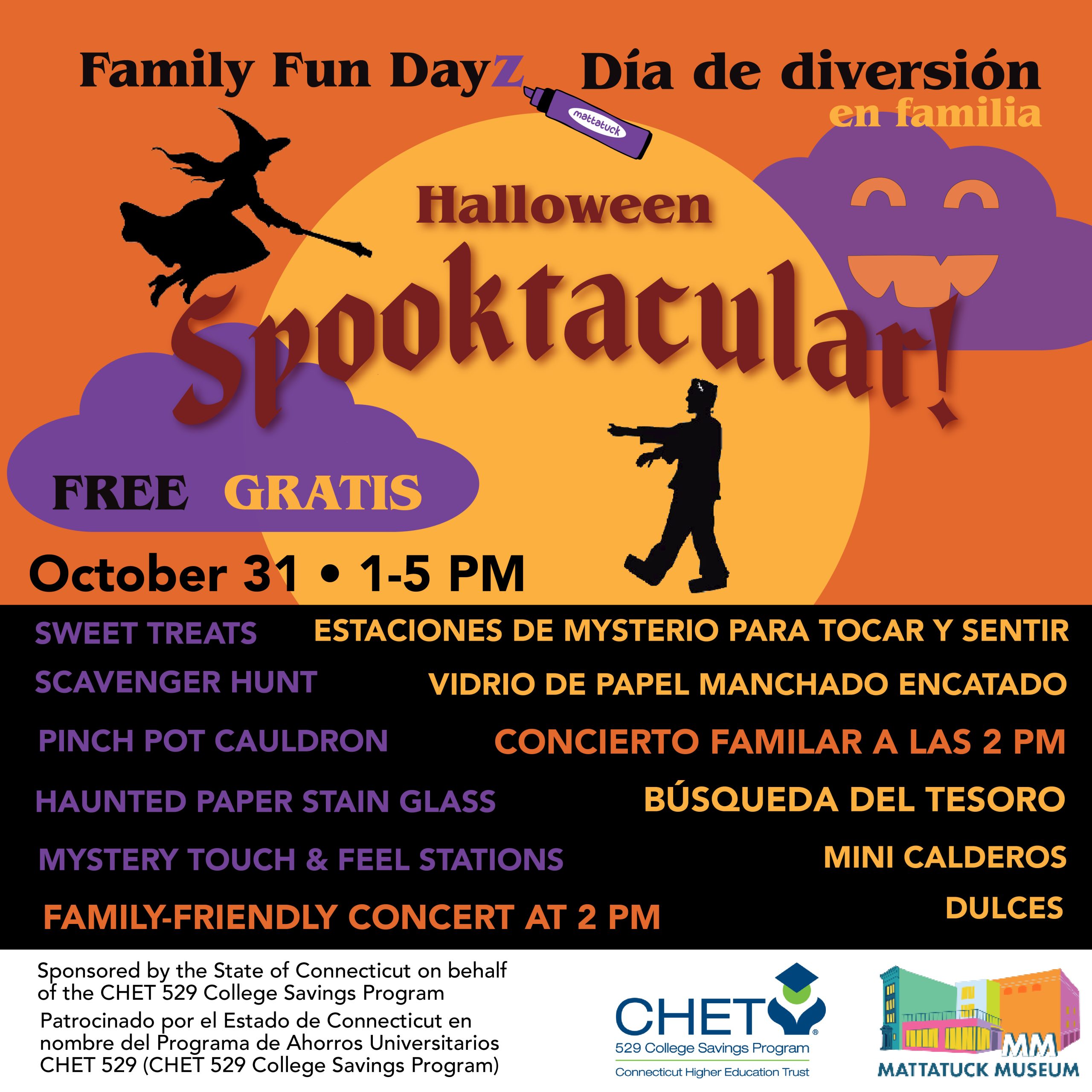 Get ready for a wonderfully wicked Family Fun Day where you’ll create your own pinch-pot cauldron and craft haunted paper stained glass windows. Visit the galleries if you dare for mysterious touch and feel stations and a scavenger hunt before grabbing your sweet treats on the way out! FREE
