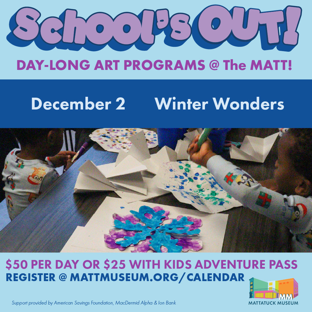 Join The MATT for Winter Wonders, a creative winter art camp where kids explore snow, ice, winter landscapes, and seasonal art on December 2.